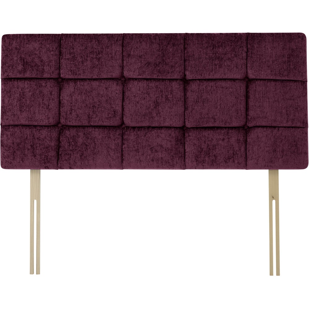 Bedmaster Pearl Single Aubergine Chenille Squared Headboard Image 2