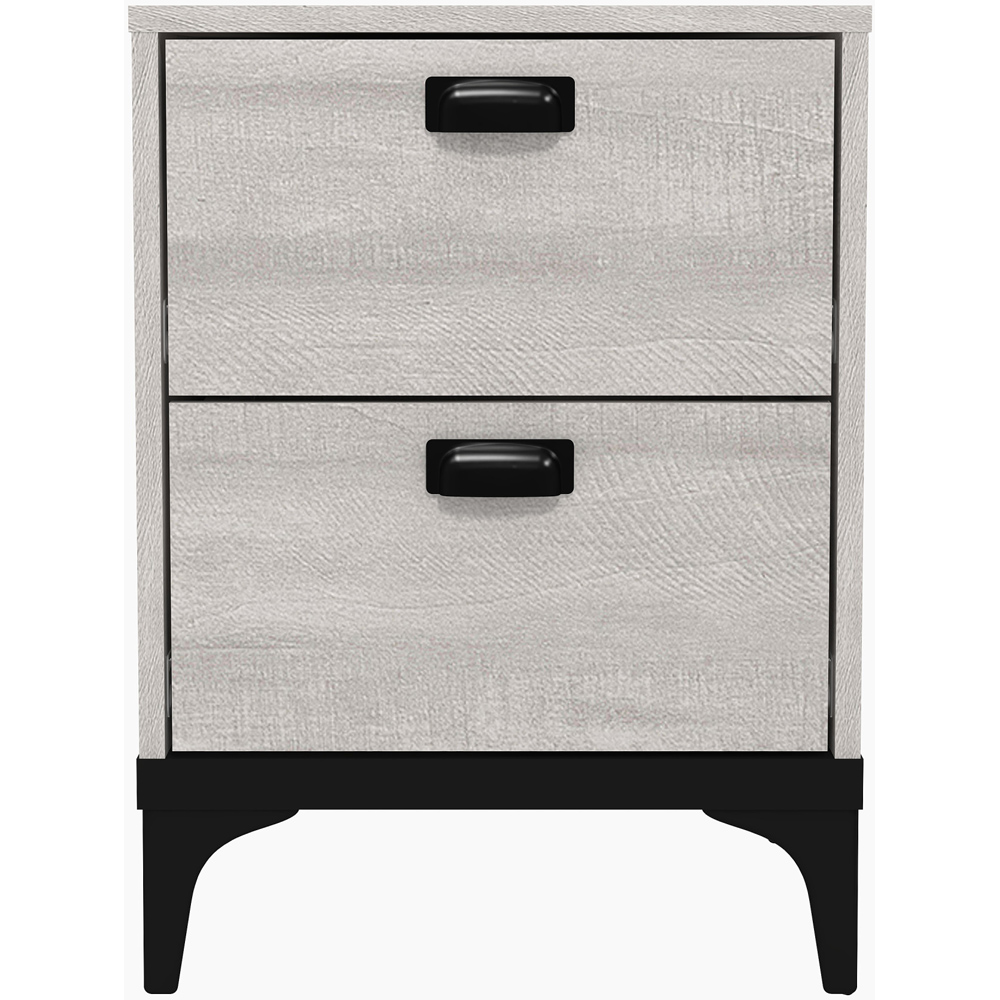 GFW Truro 2 Drawer Grey Wood Effect Bedside Table Image 3