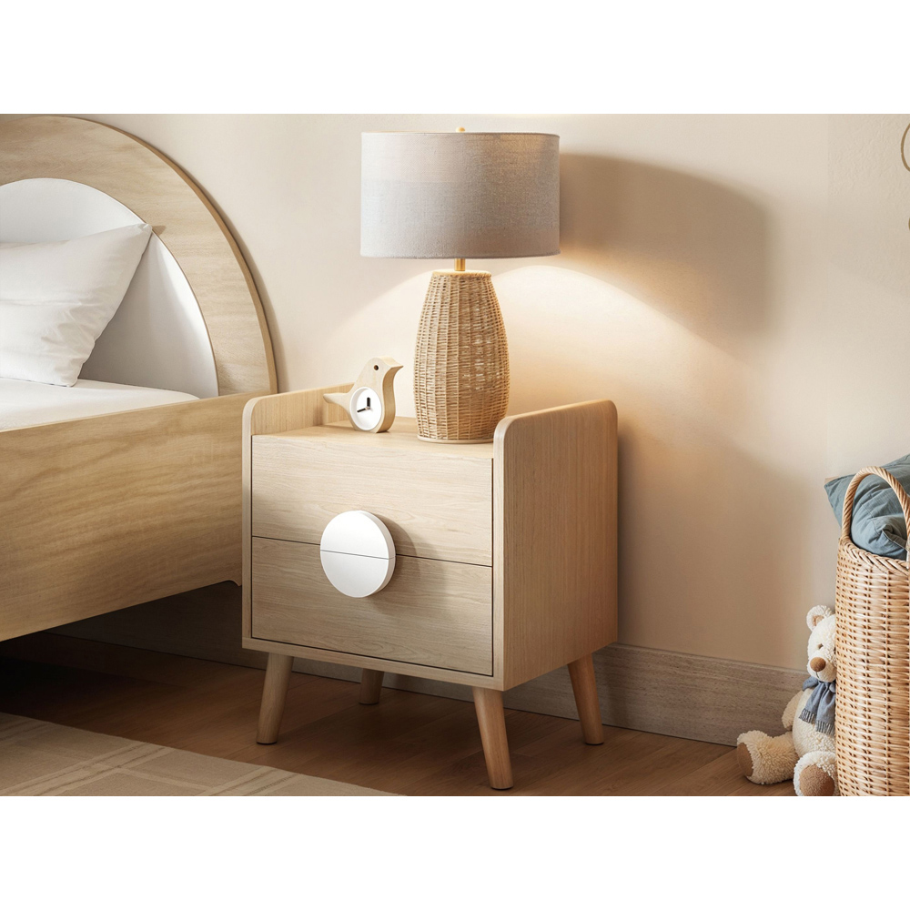 Flair Noah 2 Drawer Oak and White Bedside Table Image 5
