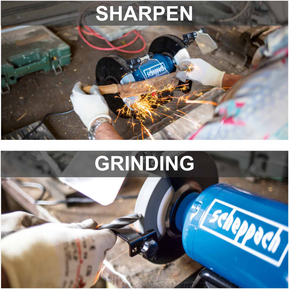 Scheppach SM200L Cast Iron Base Double Bench Grinder with Lights and Spark Guard 500W Image 5