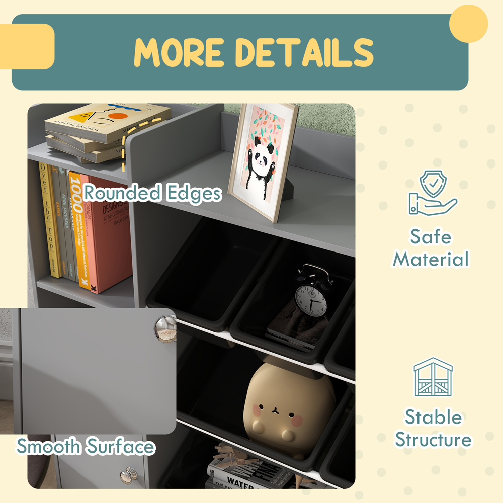 AIYAPLAY 8 Bins Grey Toy Storage Unit Image 6