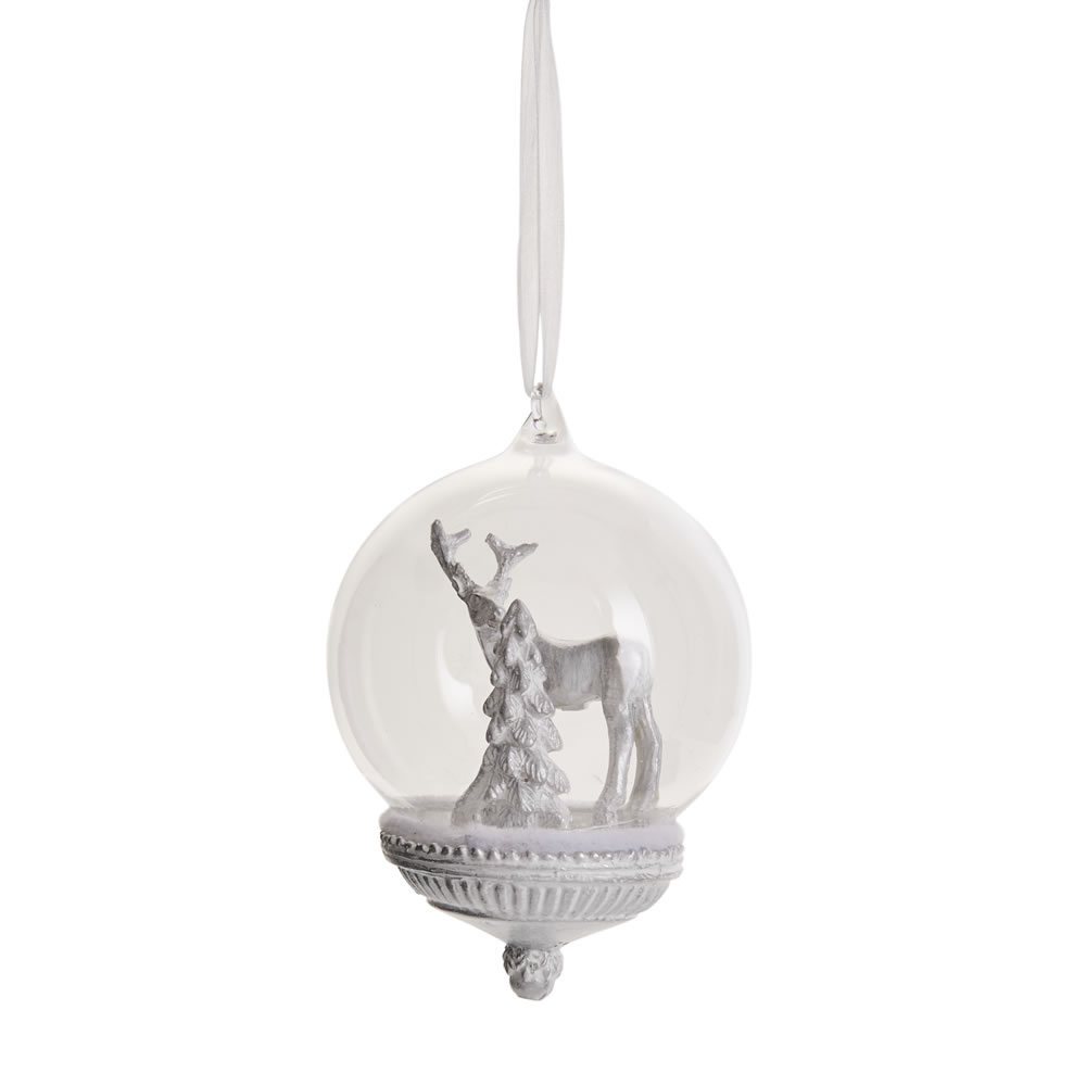 Wilko Winter Wonder Encapsulated Stag Christmas Bauble Image 2