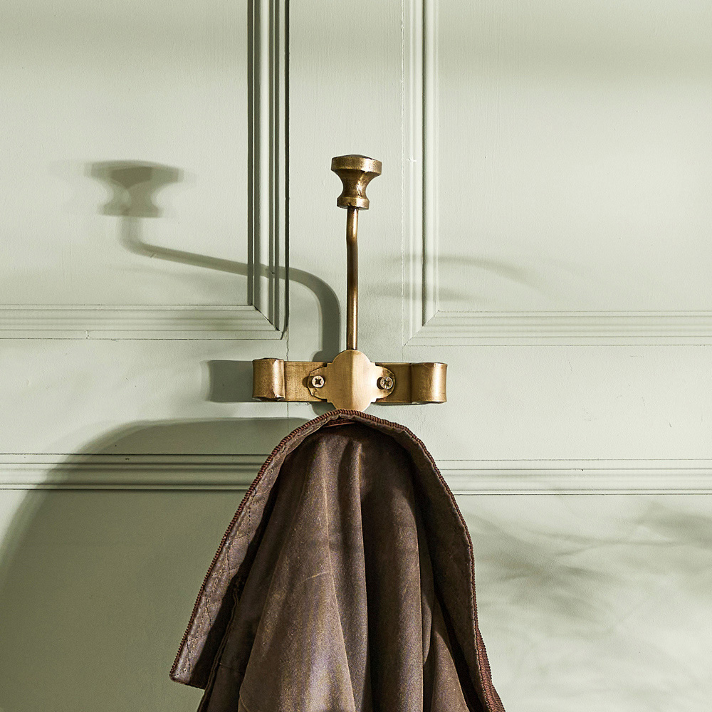 Dibor Duke Antique Brass Metal Wall Mounted Single Hook Rack Image 3