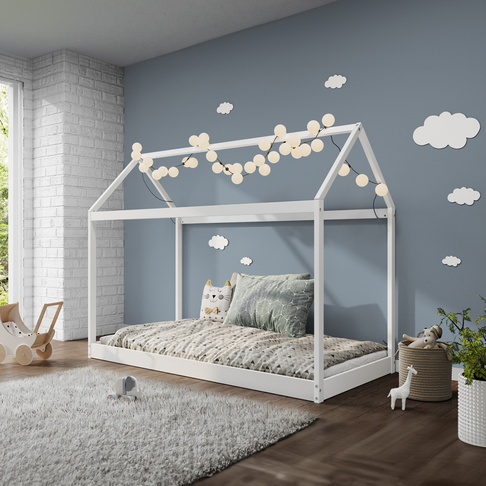 Home Detail Taylor White Wooden Kids House Bed Image 6