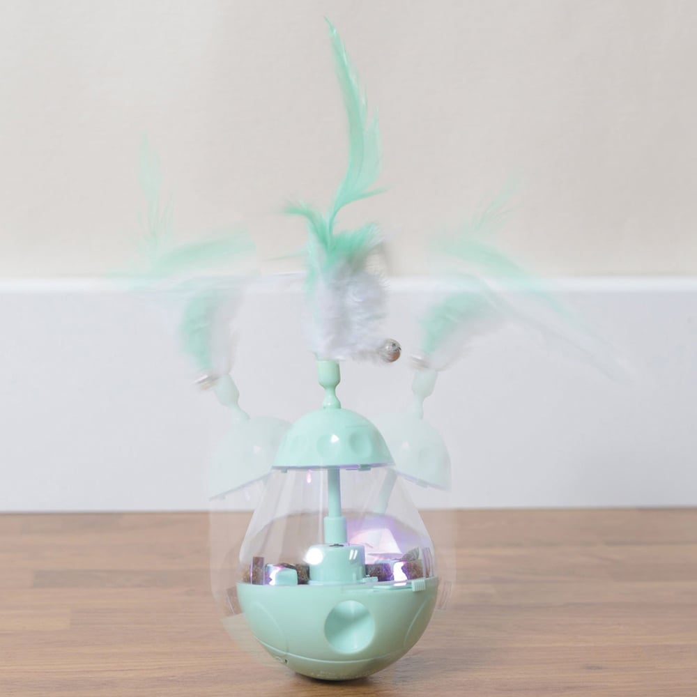 Single Turquoise Wobbler Treat Dispenser Cat Toy in Assorted styles Image 2