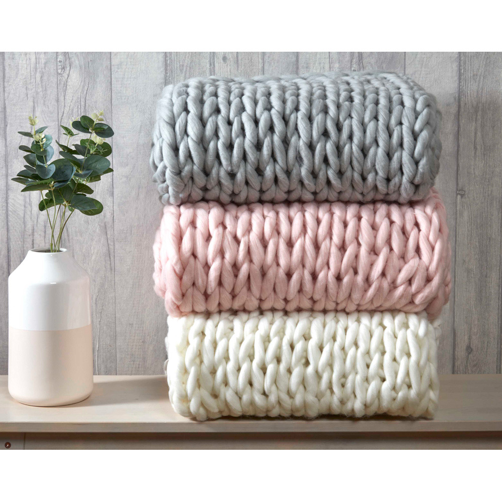 Smart Living Blush Pink Chunky Cable Knit Throw 120 x 150cm Image 3
