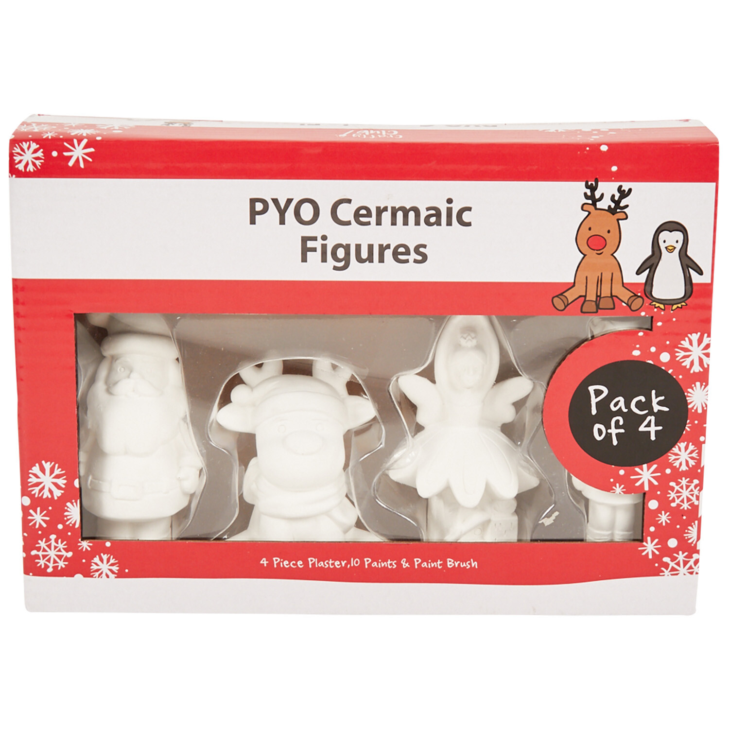 Pack of 4 Paint Your Own Ceramic Figures - White Image 1