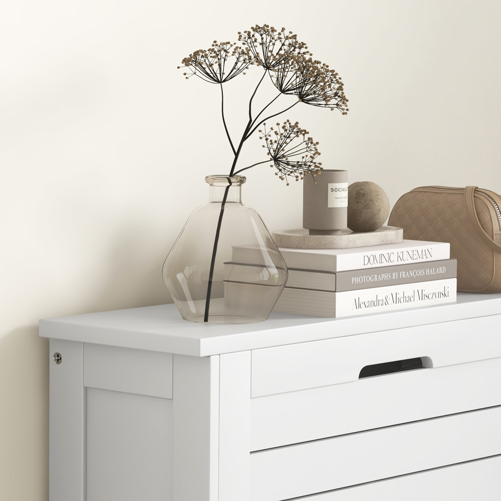 HOMCOM 3 Drawer White Narrow Flip Shoe Storage Cabinet Image 5
