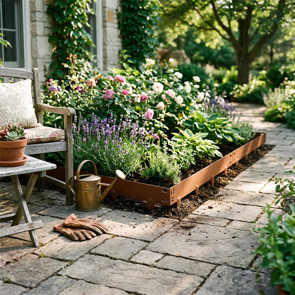Harbour Housewares Rust Steel Lawn Edging 5m x 8cm 5 Pack Image 3