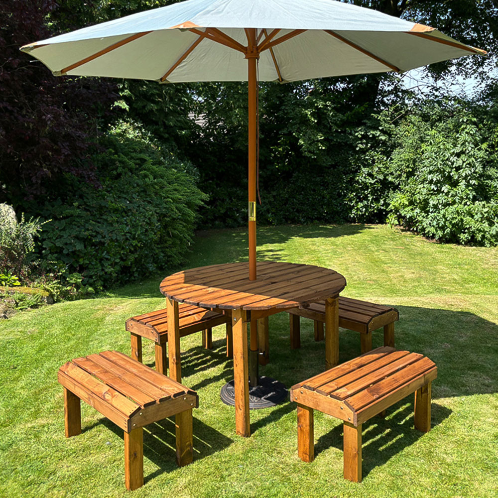 Charles Taylor Knights 4 Seater Round Garden Dining Bench Set Image 4