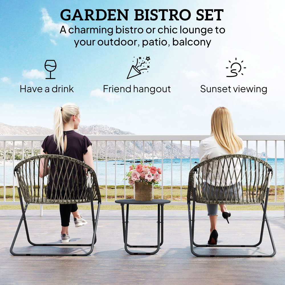 Outsunny 2 Seater Grey Rattan Foldable Garden Bistro Set Image 4