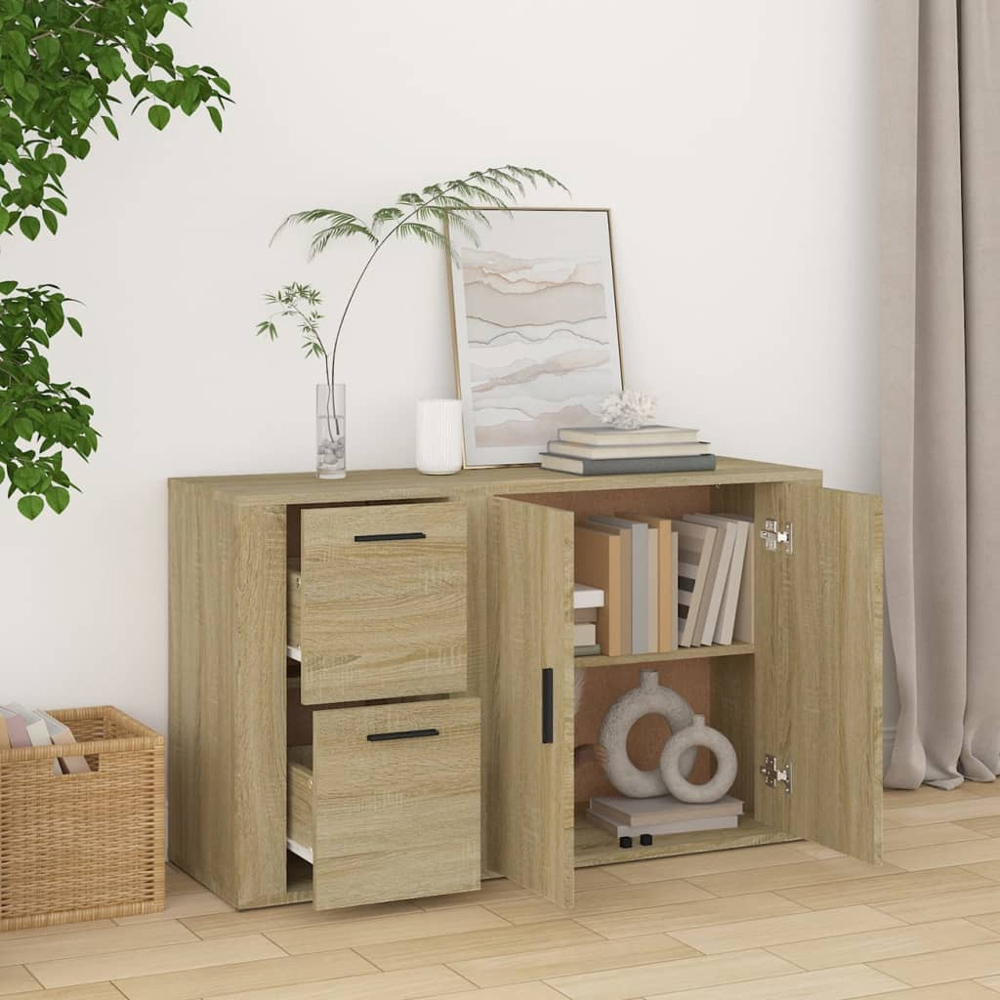 vidaXL 2 Door 2 Drawer Sonoma Oak Sideboard Image 9