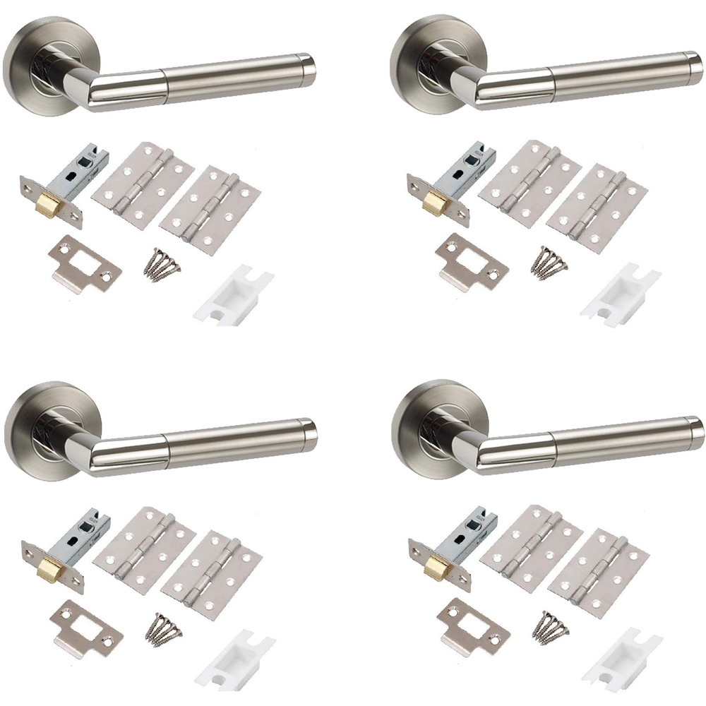 Golden Grace Dual Finish Mitred Door Handles Set 4 Pack Image