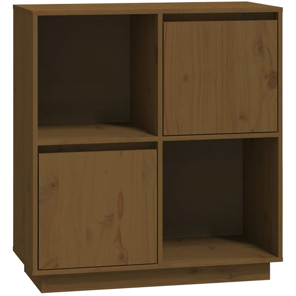 vidaXL 2 Door 2 Shelf Honey Brown Pine Wood Sideboard Image 2