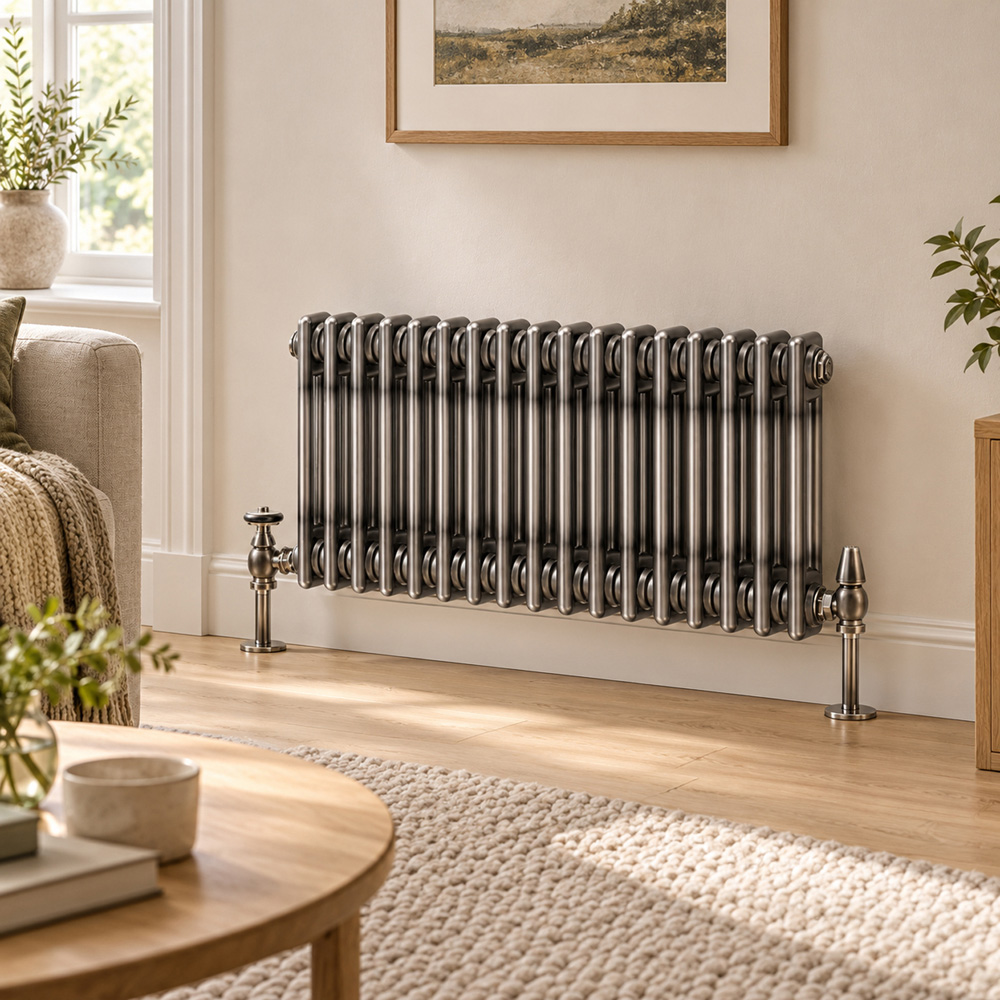Go Bathrooms Clarence 1829 BTU 2 Column 17 Sections Raw Metal Radiator 400 x 785mm Image 2