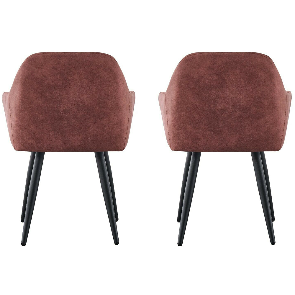 Adrian Set of 2 Pink Suede Faux Leather Dining Chairs Image 5