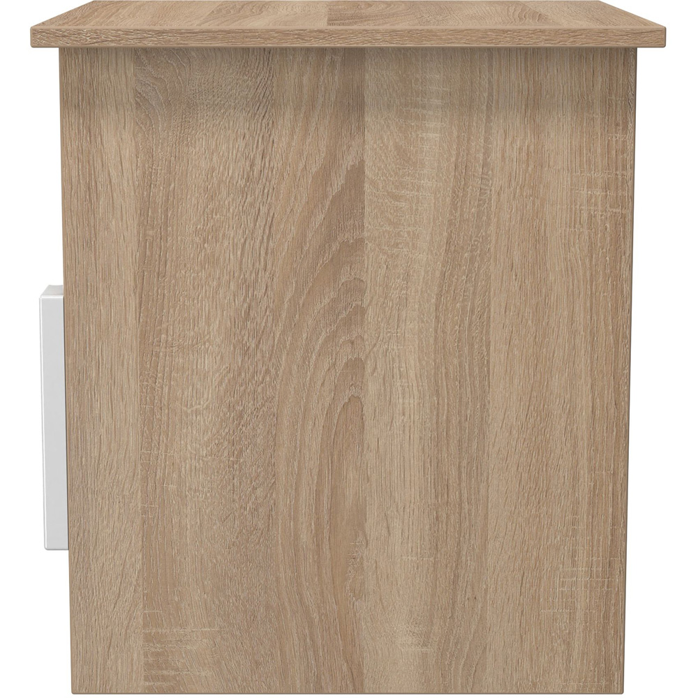 Crowndale Milan Single Drawer Single Shelf White Gloss and Bardolino Oak Lamp Table Ready Assembled Image 3