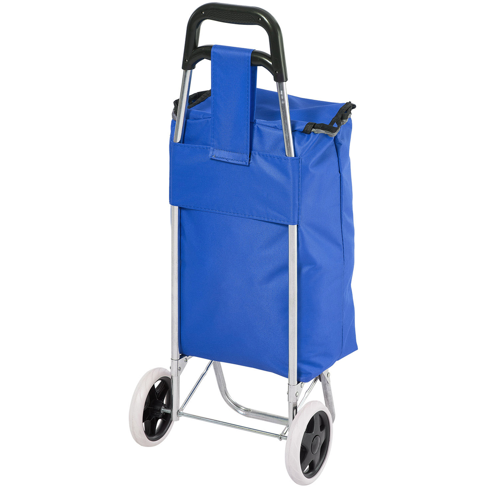 Living and Home Blue Foldable Shopping Cart with 2 Wheels Image 3