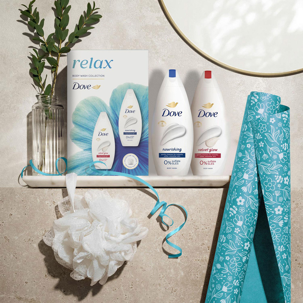 Dove Relax Velvet Glow and Nourishing Soothing Body Wash Duo Set 4 Pack Image 2