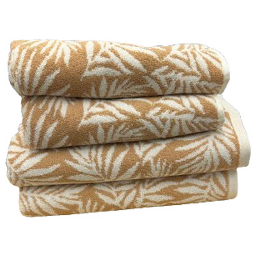 Bellissimo Botanical Beige Turkish Cotton Hand and Bath Towels Set of 4 Image