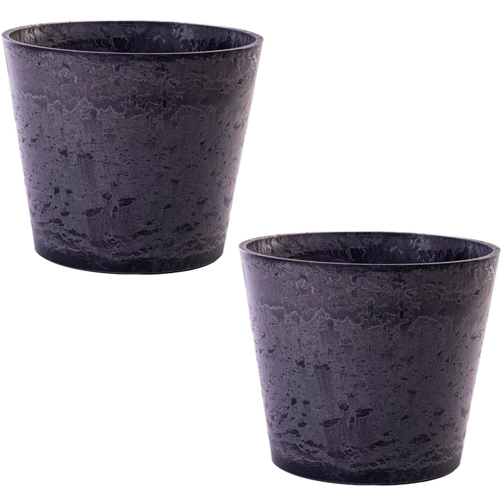 Garden Gear Caesar Charcoal Marble Effect Planter 41cm 2 Pack Image 1