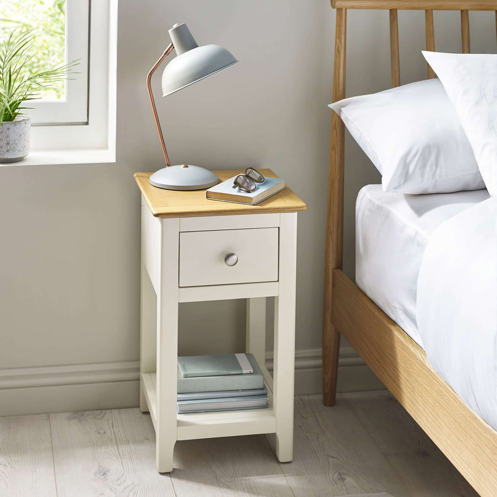 Julian Bowen Somerset Single Drawer Single Shelf White and Oak Compact Bedside Table Image 7