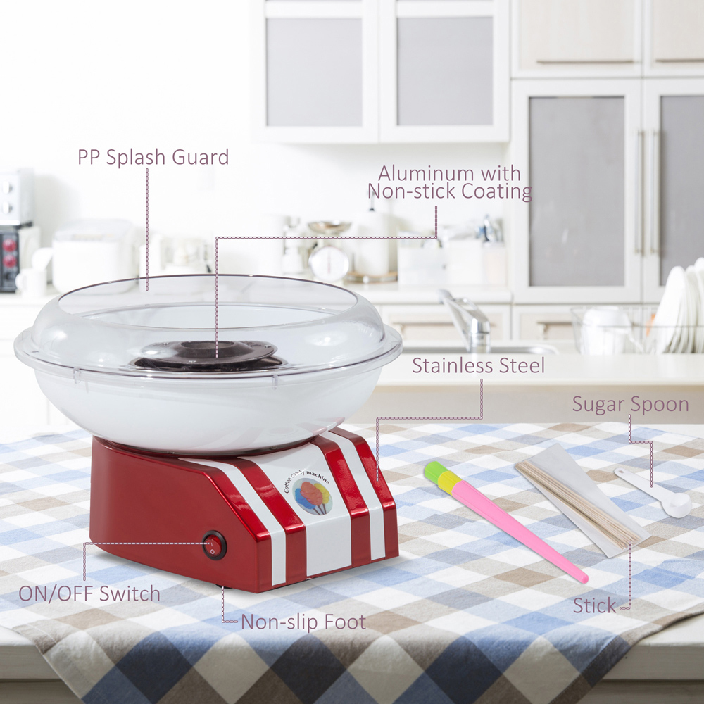 HOMCOM 800-020 550W Red Electric Cotton Candy Maker Image 5