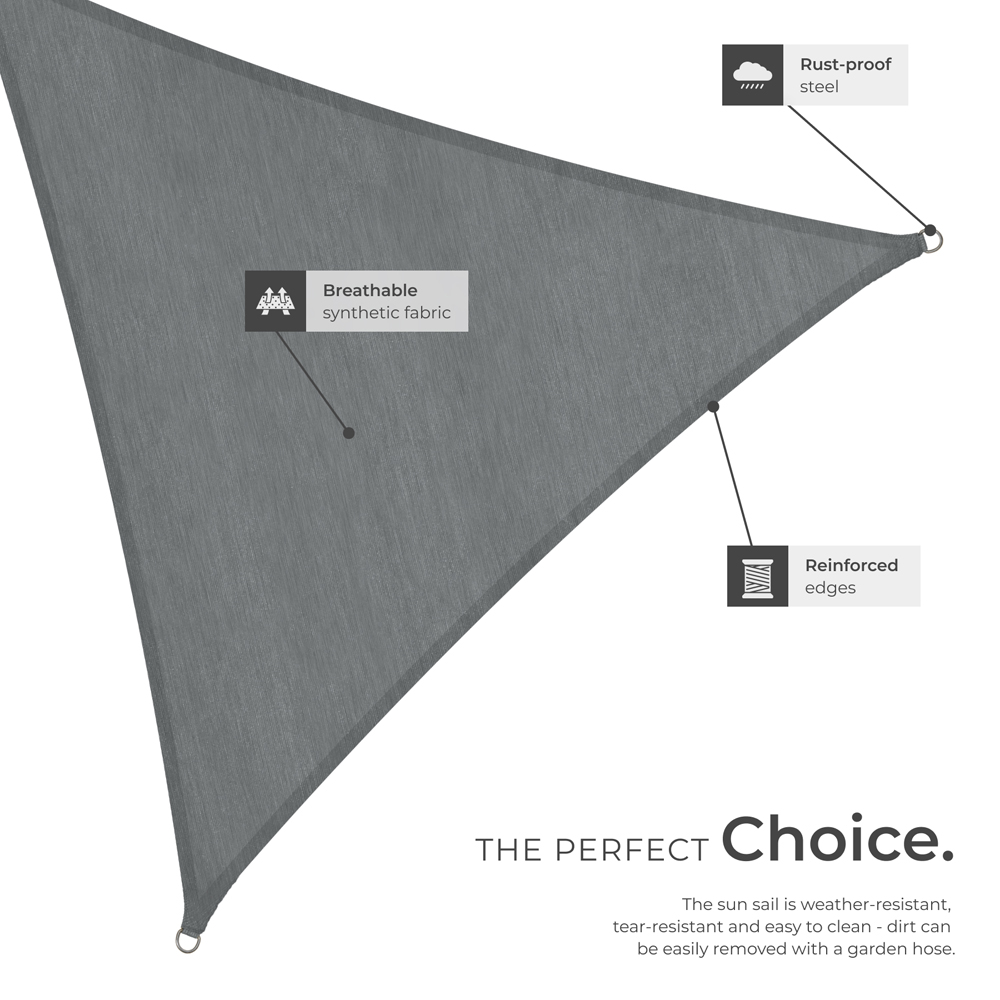 tectake Grey UV 50+ Triangular Shade Sail 400cm Image 5