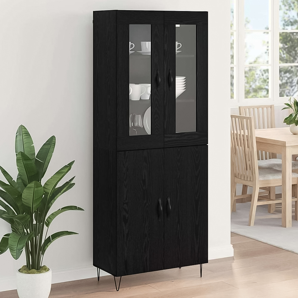 vidaXL 4 Door Black Oak Sideboard Image 1