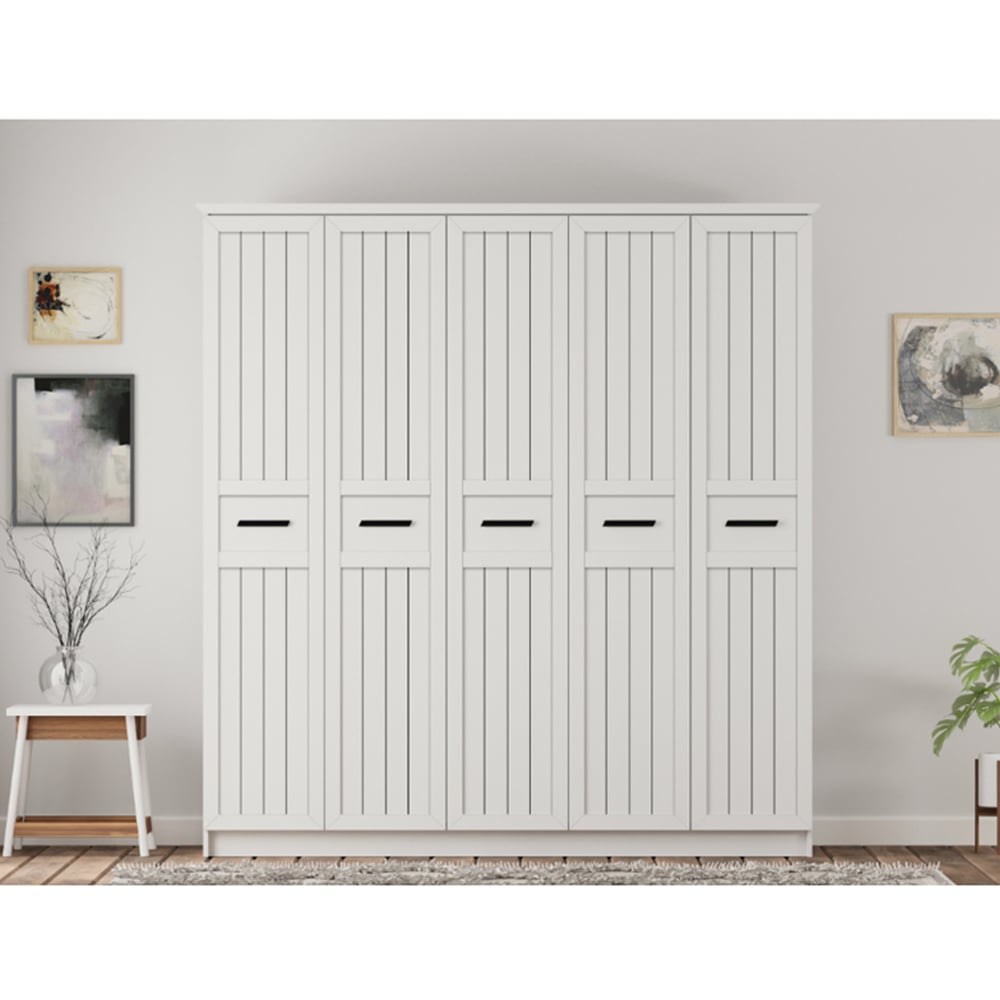 Evu VIENNA 5 Doors White Wardrobe Image 5