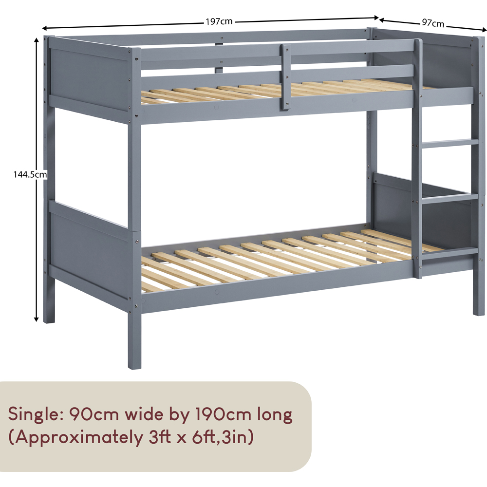 JUNIOR VIDA Gemini Single Grey Detachable Bunk Bed with Foam Mattress Image 9