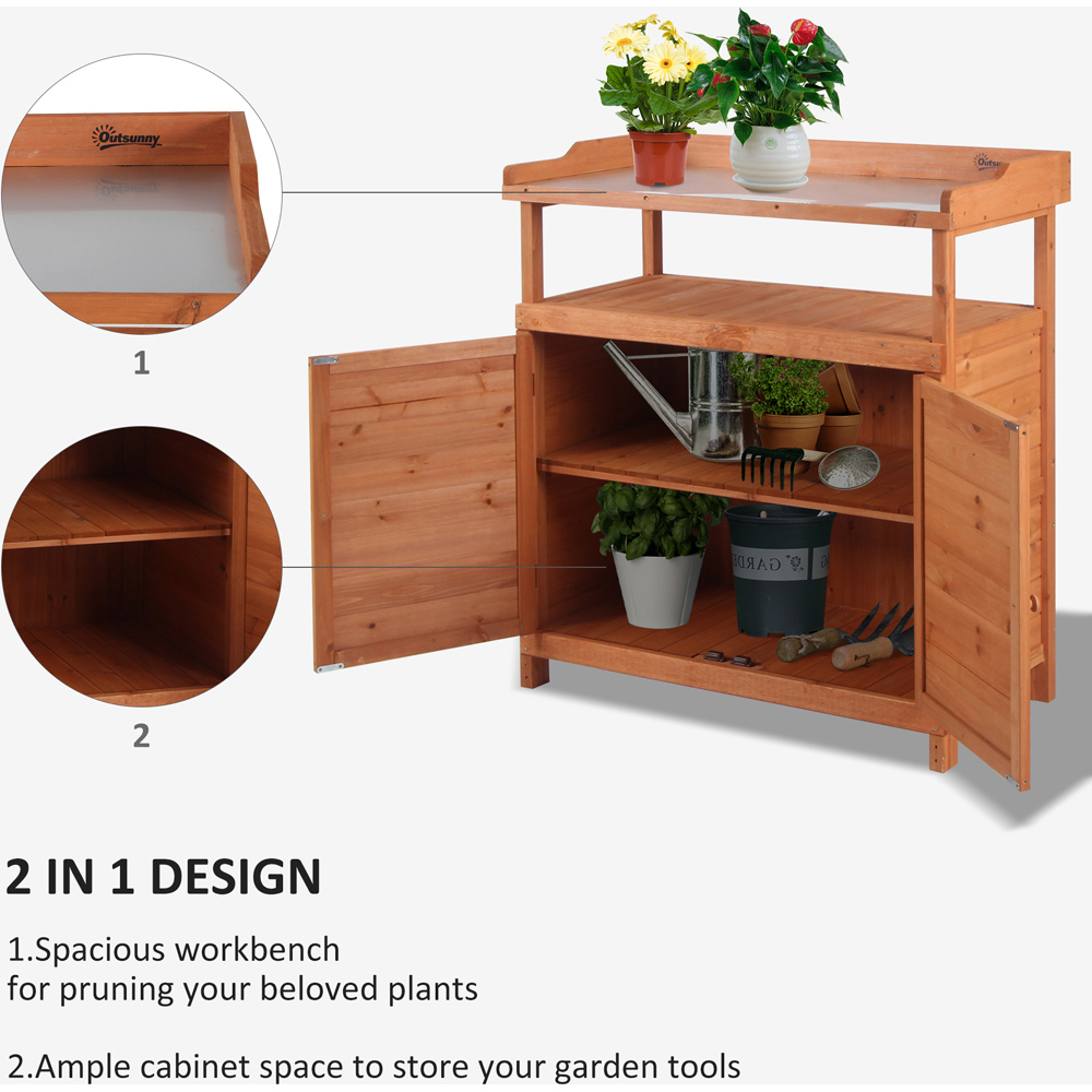 Outsunny 2-in-1 Wooden Multi-Function Potting Bench Image 4