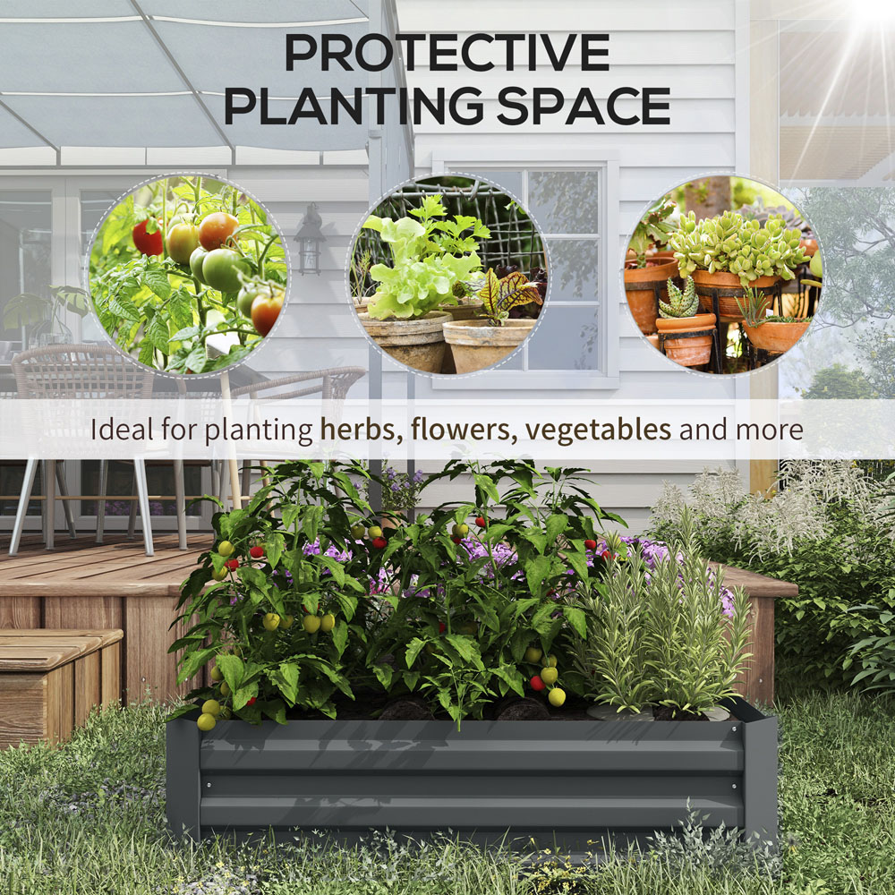 Outsunny Dark Grey Galvanised Steel Easy Setup Raised Garden Bed Planter 2 Pack Image 5