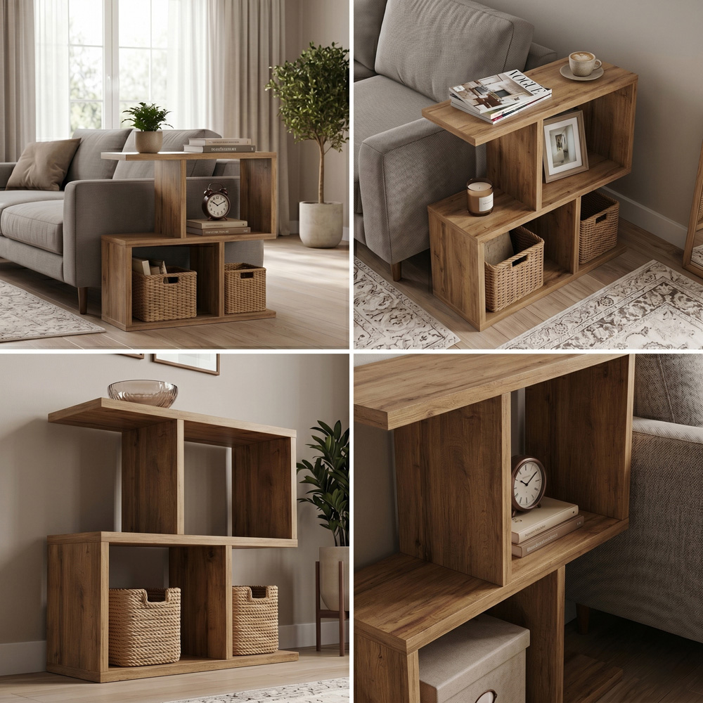 Shefa Line Eden 4 Shelf Wotan Oak Side Table Image 5