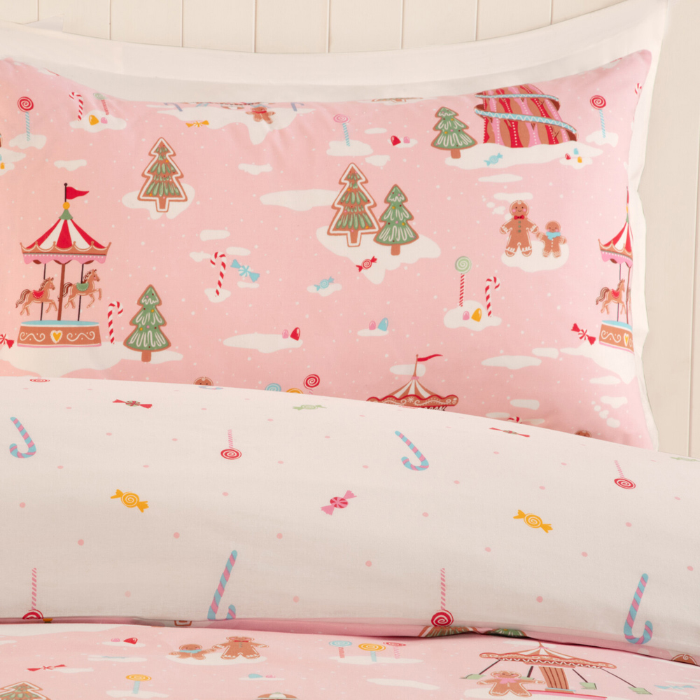 Gingerbread Fairground Duvet Set Pink King Image 3
