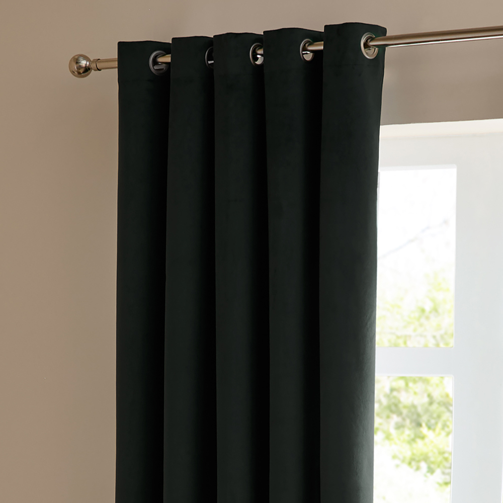 Furn The Ultimate Black Velvet Fully Lined Eyelet Curtains 229 x 137cm Image 3