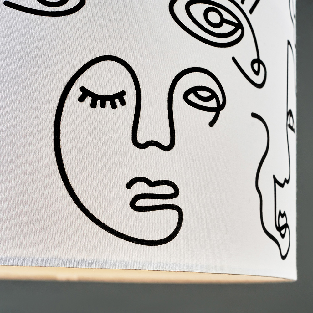ValueLights Reni Abstract Face Fabric Ceiling Drum Lamp Shade Image 4