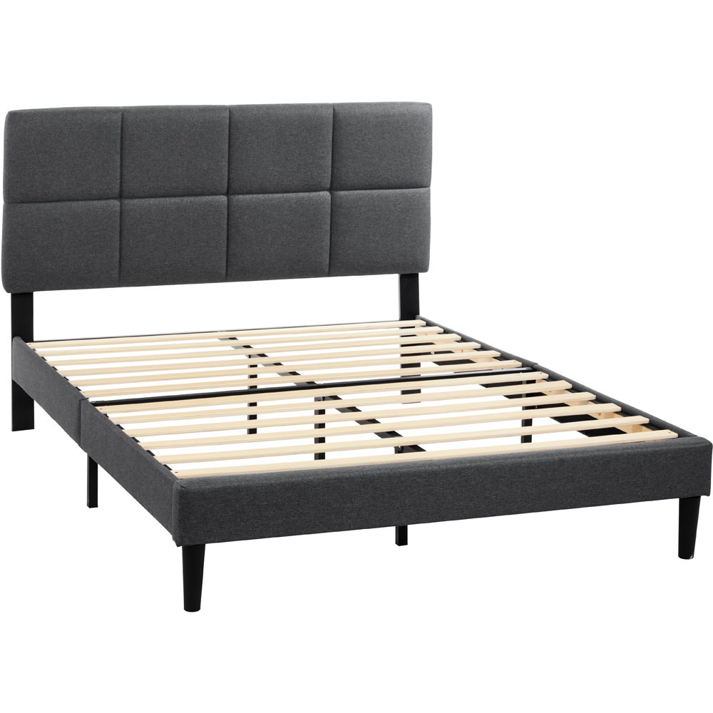VIDA DESIGNS Velmora Double Dark Grey Linen Fabric Bed Image 2