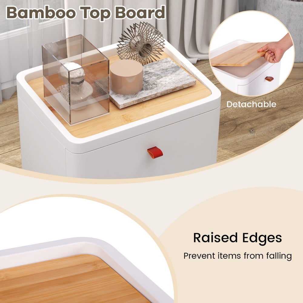 Costway 4 Drawer White Storage Cabinet with Removable Organizer Tray Image 6