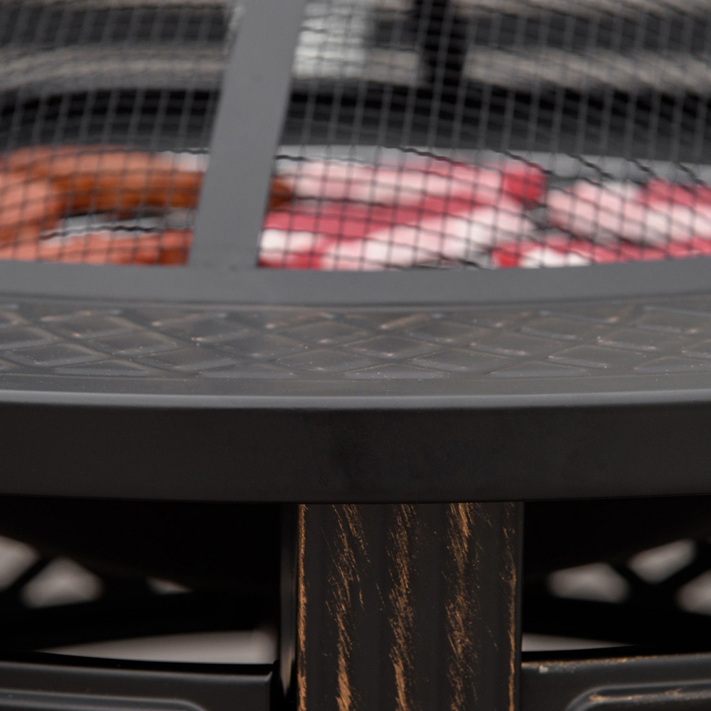 Outsunny Bronze Tone Outdoor Round Firepit with Grill Net Image 3
