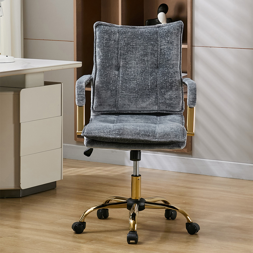 Living and Home Blue Chenille Height Adjustable Swivel Office Chair Image 8