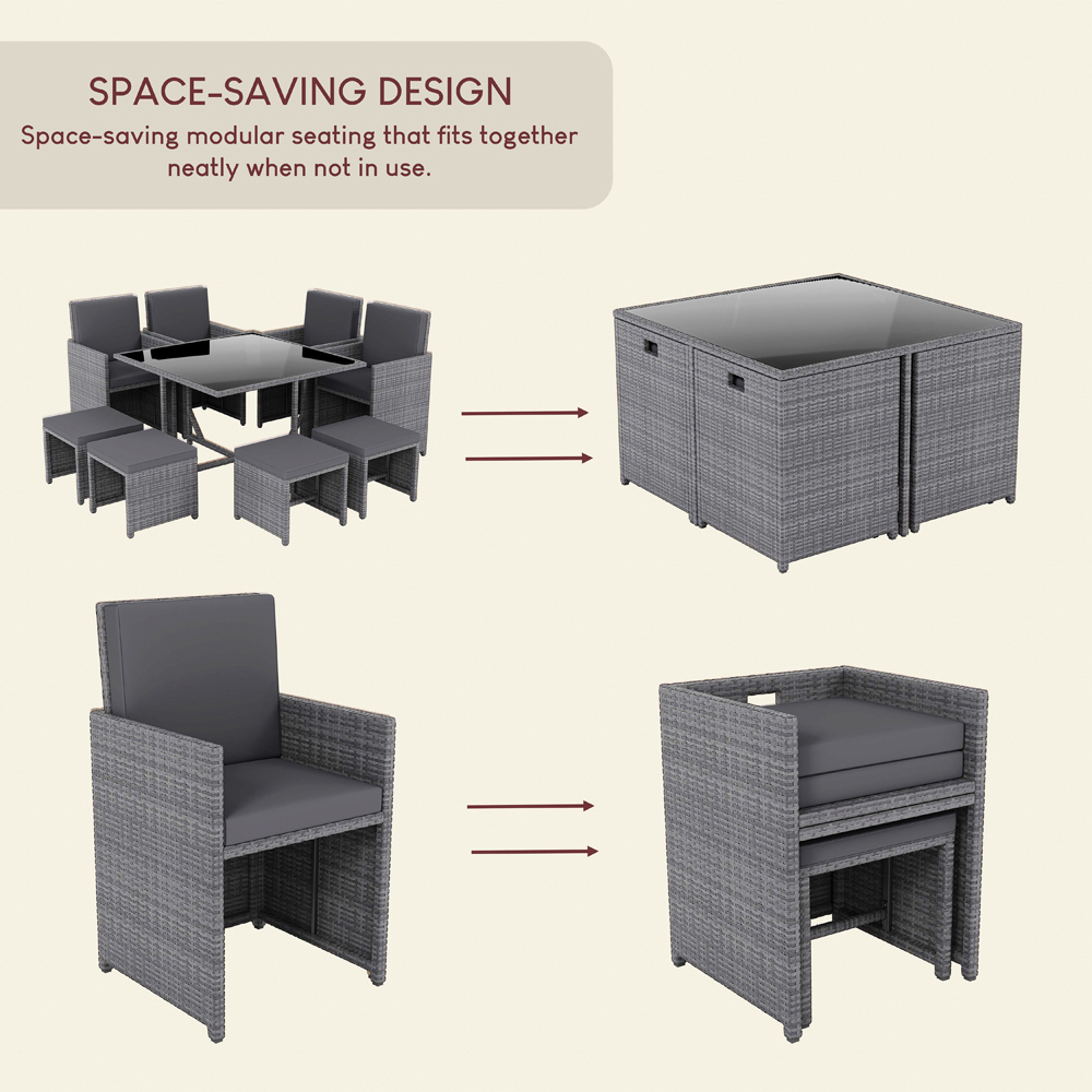 GARDEN VIDA Cuba 8 Seater Grey PE Rattan Garden Dining Set with Cover Image 6