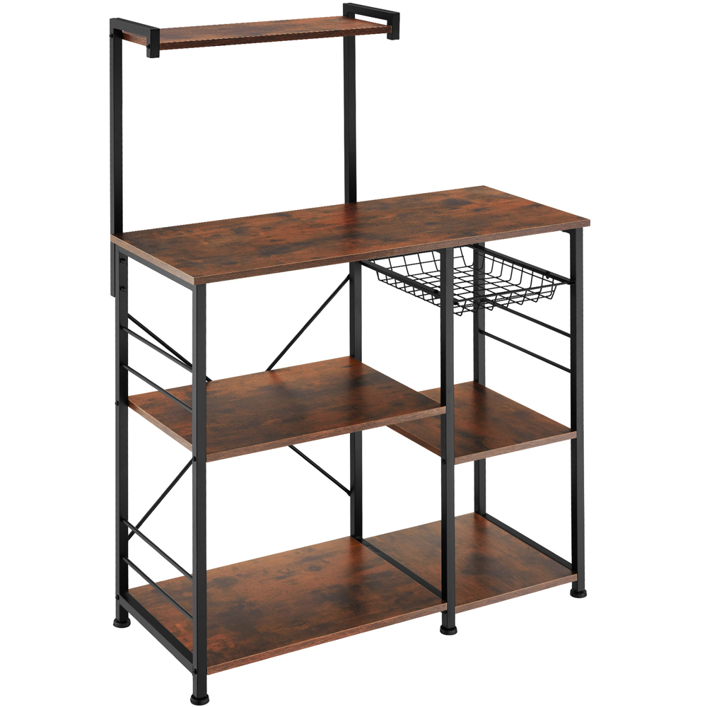 tectake Crawley 5 Shelf Dark Wood Shelving Unit Image 4
