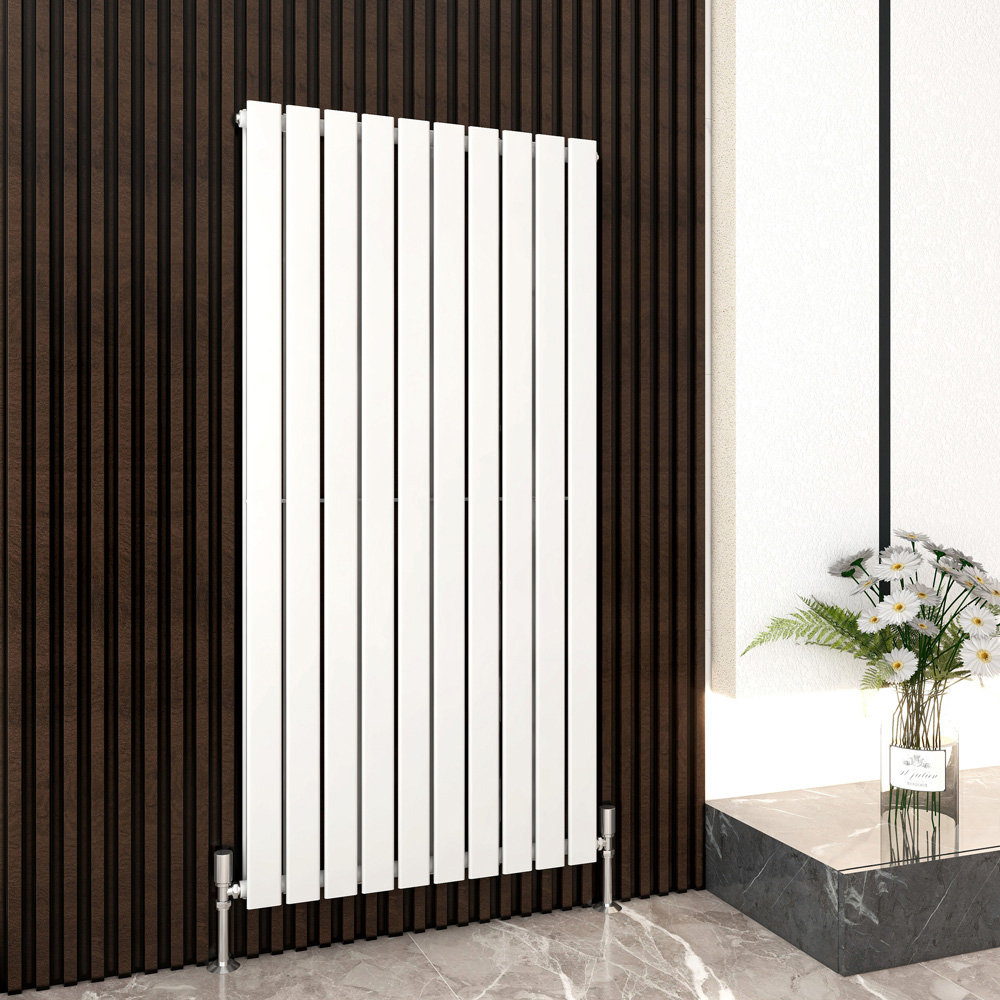 White 8656 BTU Double Flat Panel Vertical Column Radiator 1600 x 680mm Image 2