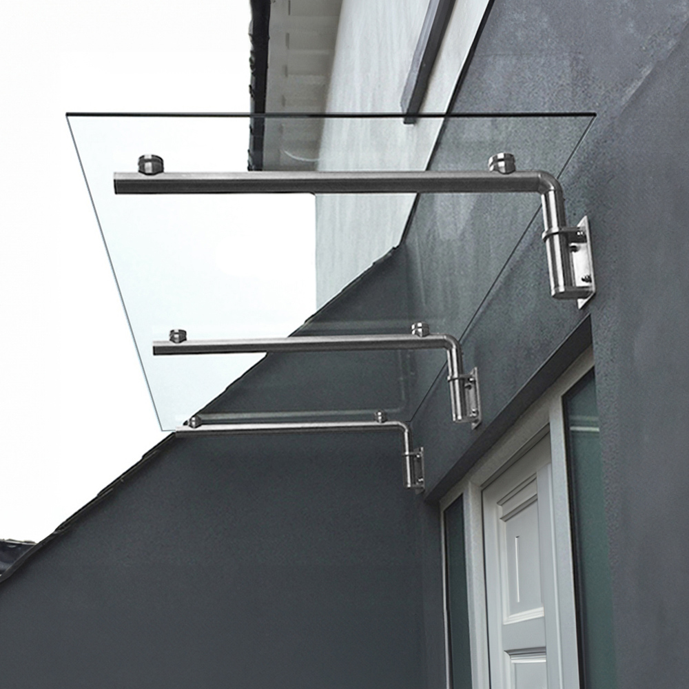 Monster Shop Silver Glass Door Canopy and Brackets 80 x 180cm Image 1