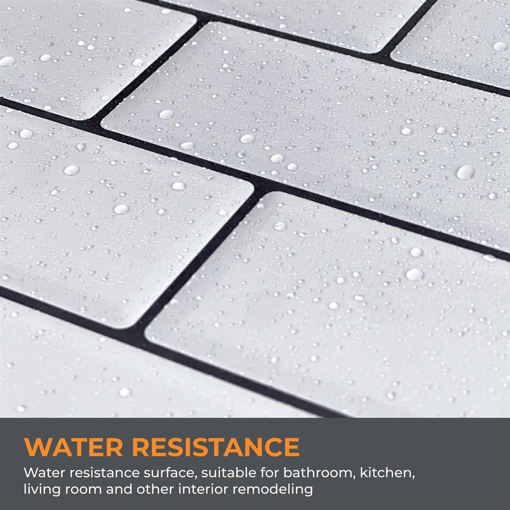 Walplus White Retro Glossy 3D Tile Sticker 30.5 x 30.5cm 6 Pack Image 3