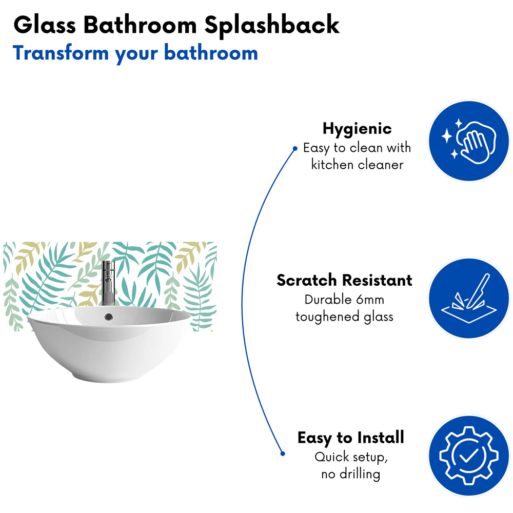 Warren Reed Designer Multicolour Leaves and Branches Glass Bathroom Splashback 25 x 60cm Image 4