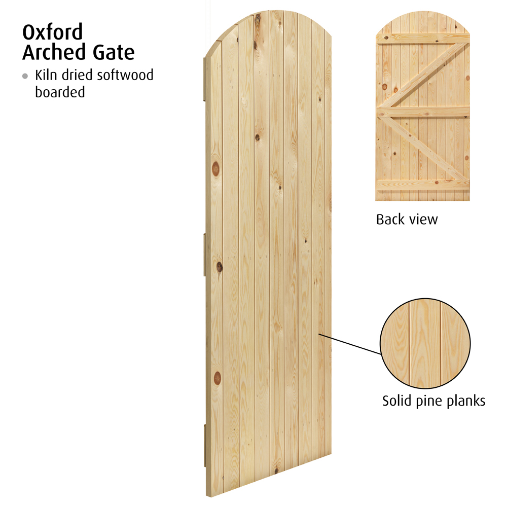 JB Kind Oxford Softwood Boarded Arched Gate External Door 1829 x 915mm Image 4