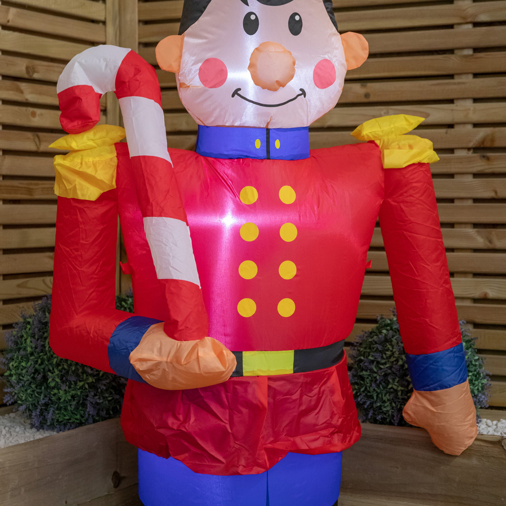Samuel Alexander Inflatable Light Up Toy Soldier with Candy Cane Christmas Decoration 6ft Image 5