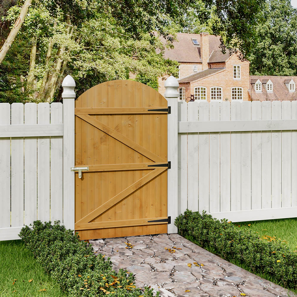 Living and Home Semi Braced Arch Top Wooden Garden Gate with Latch 150cm Image 3